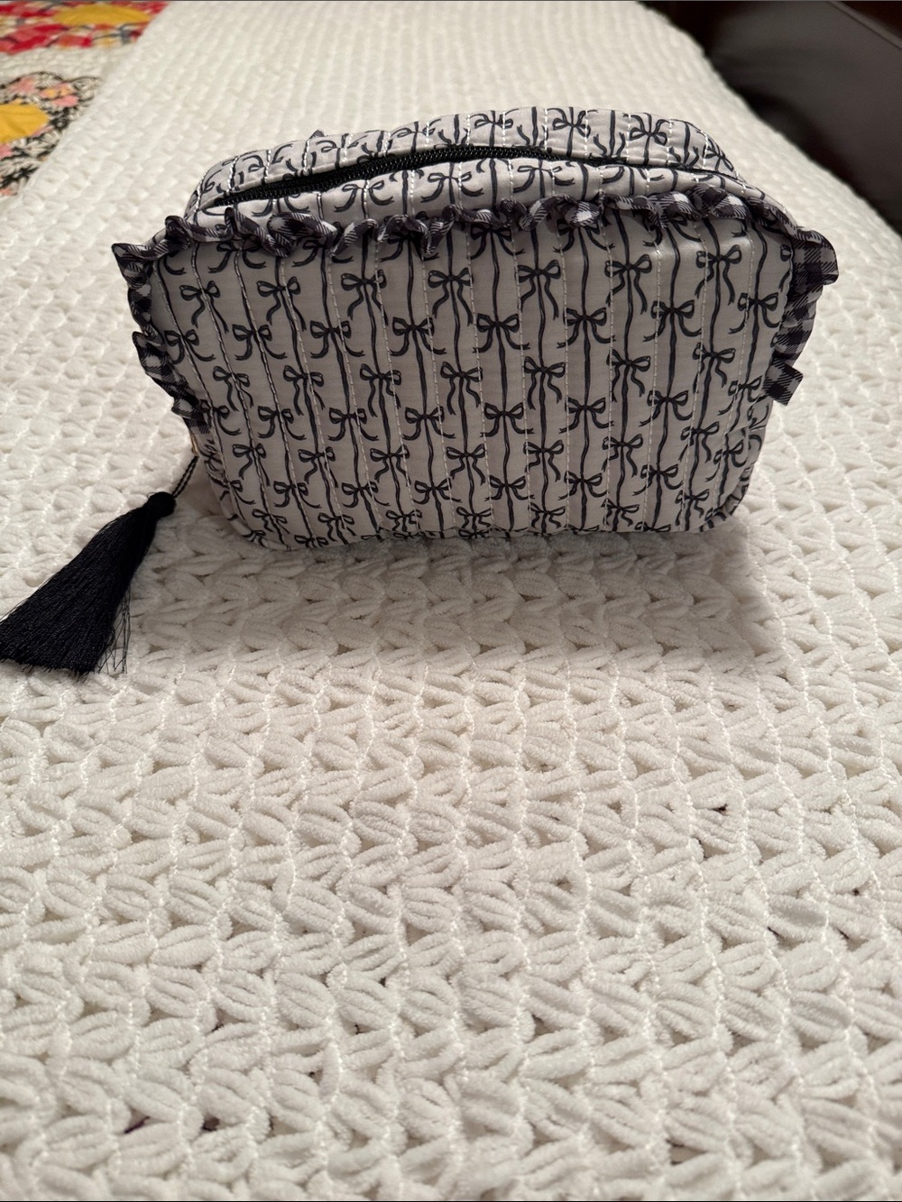 NWOT Simply Southern Cosmetic pouch in black and white